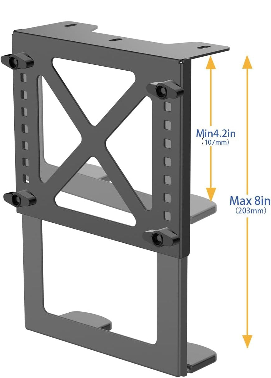 Adjustable Under-Desk PC / NAS Mount – Heavy-Duty Bracket Holder for CPU Towers, UPS Units & Small Form Computers, Space-Saving Office Setup