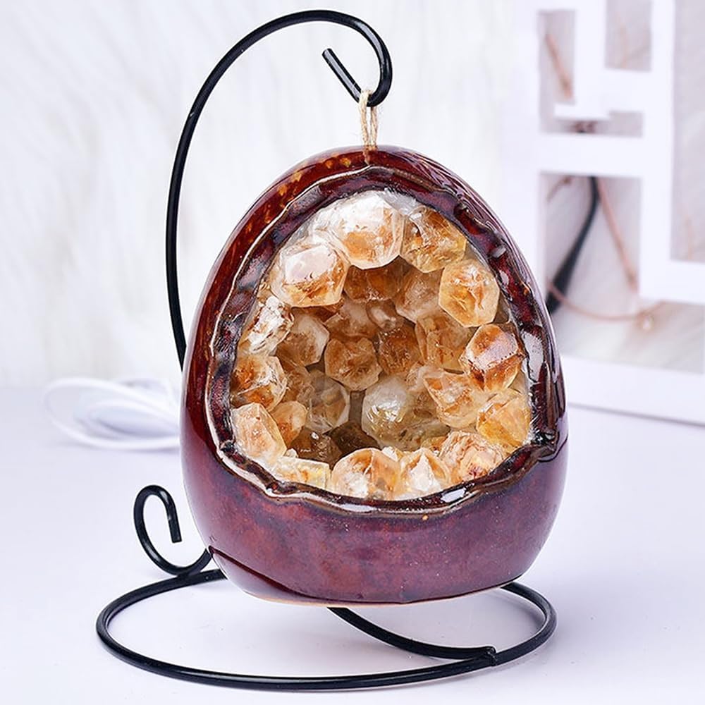 Amethyst Crystal Dinosaur Egg Night Light – Novelty USB Desk Lamp for Bedrooms and Living Rooms, Unique Decoration with Healing Glow for Cozy Relaxing Ambience