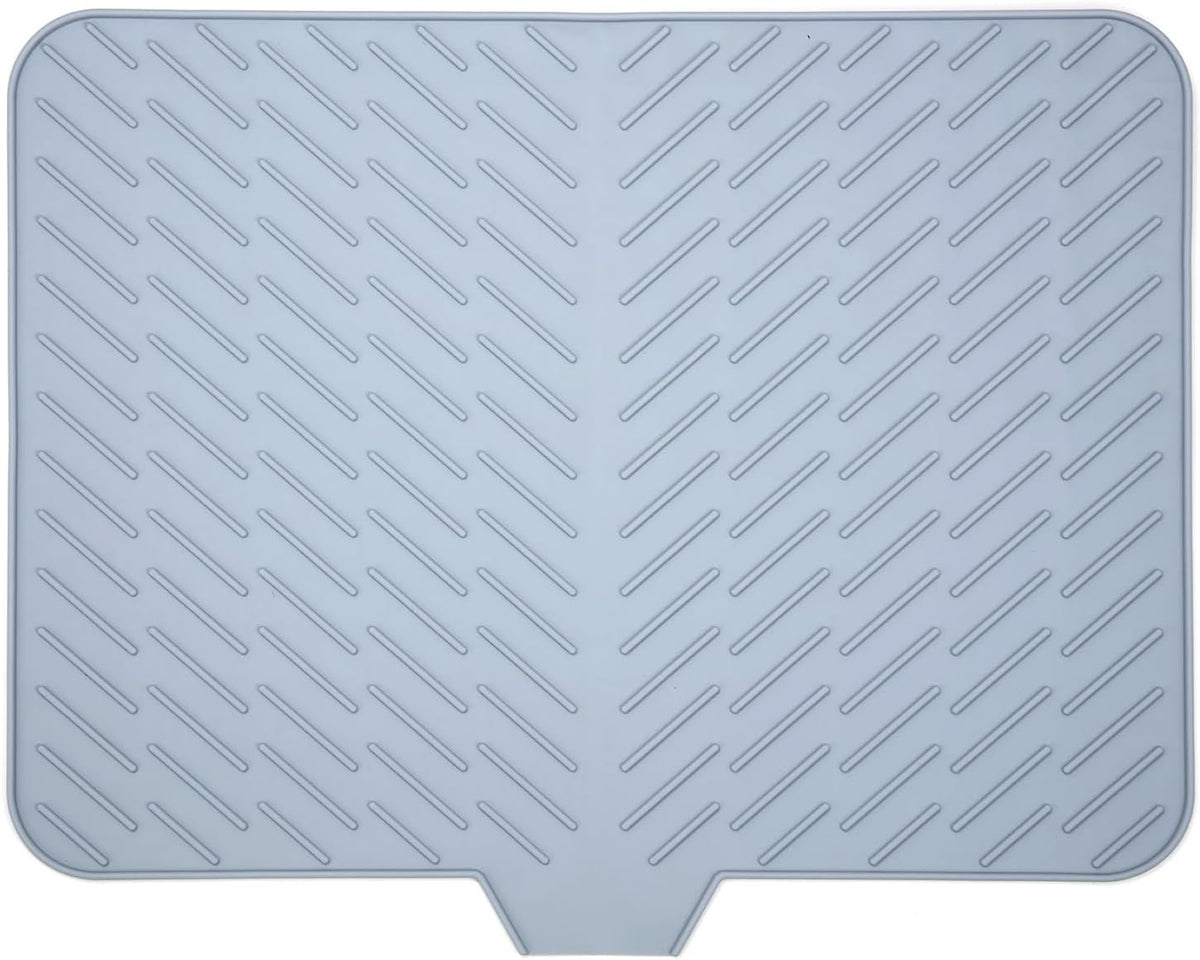 Kitchen Dish Drying Silicone Mat – Raised Stripe Design with Drainage Outlet, Non-Slip Countertop Sink Pad, Heat-Resistant Tableware Drying and Insulating Mat for Kitchens