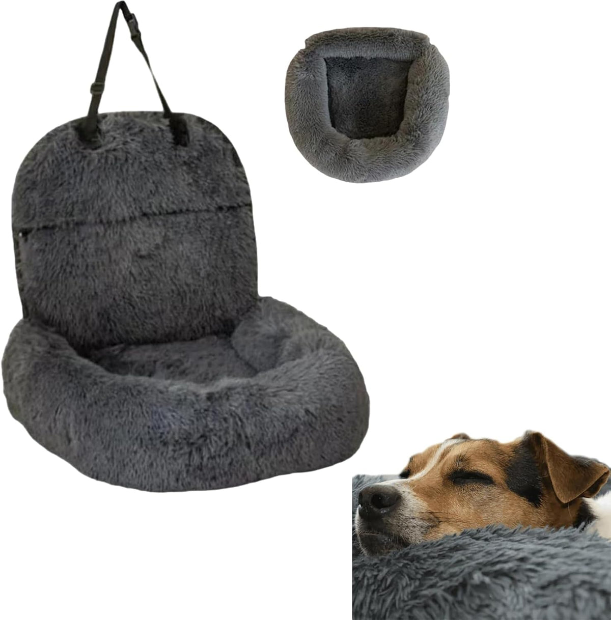 Weltbild Grey Plush Dog Car Seat - Comfortable, Safe, and Stylish Travel Solution for Pets in Any Vehicle