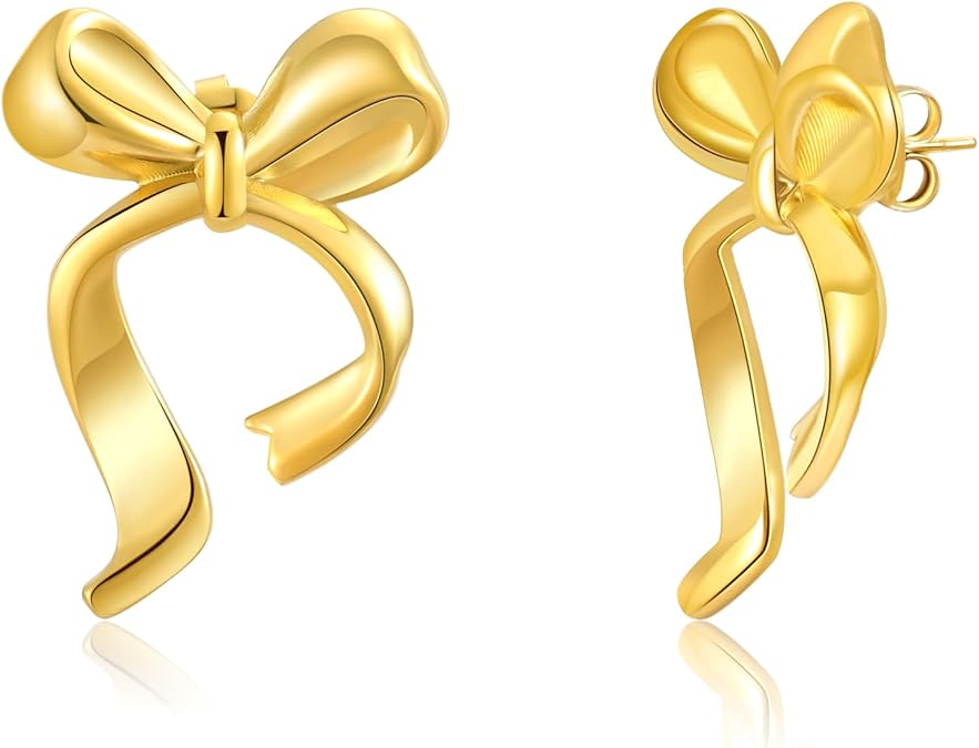 Fairy Tale Bow Stud Earrings – Retro Sweet Stainless Steel Jewelry for Women, Perfect for Daily Fashion, Gifts, or Special Occasions