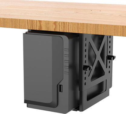 Adjustable Under-Desk PC / NAS Mount – Heavy-Duty Bracket Holder for CPU Towers, UPS Units & Small Form Computers, Space-Saving Office Setup