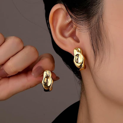 Chest Stud Earrings – 3D Gold Punk Body Part Design for Women’s Bold Statement Jewelry & Trendy Street Style