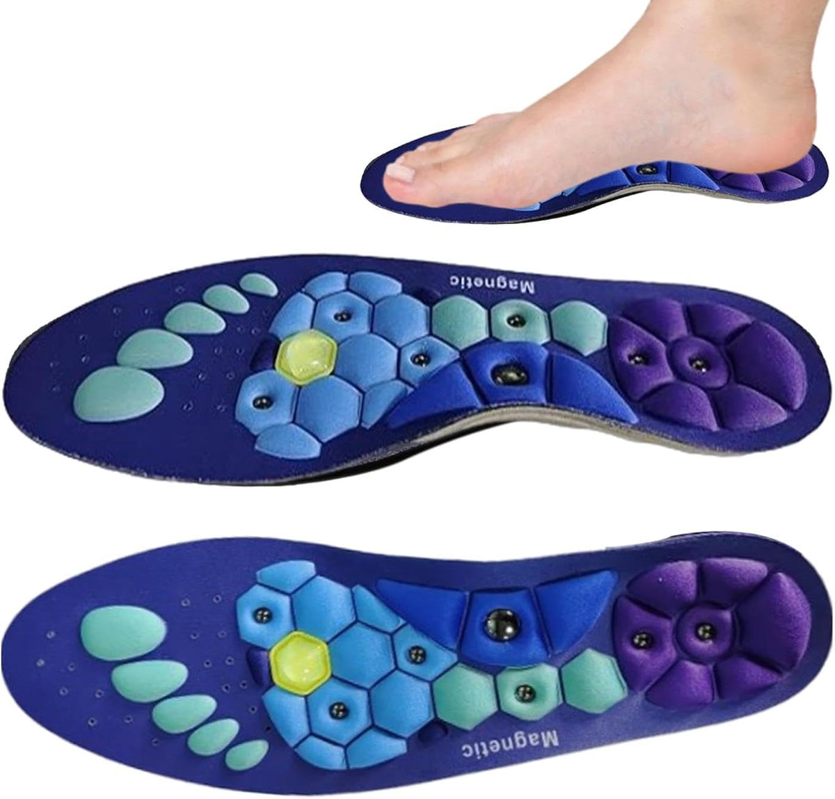 Acupressure Magnetic Therapy Insoles – Slimming Breathable Arch Support Cushion for Running Shoes, Improves Circulation & Foot Health Care
