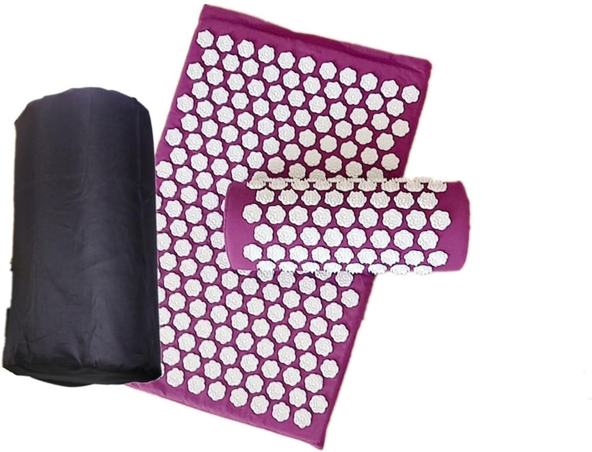 Acupressure Yoga Mat & Pillow Set – Kuznetsov’s Spike Applicator for Full-Body Massage, Stress Relief & Foot Reflex Therapy