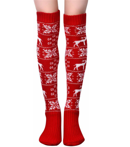Women’s Christmas Knit Over-Knee Socks – Warm Cotton Winter Stockings, Trendy 2025 Holiday Accessories for Festive Outfits, Lounge Wear, and Seasonal Fashion