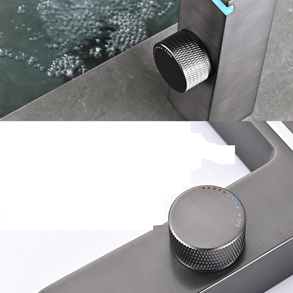 LED Smart Brass Basin Faucet – Deck-Mounted Hot & Cold Water Tap with Digital Display for Modern Bathrooms