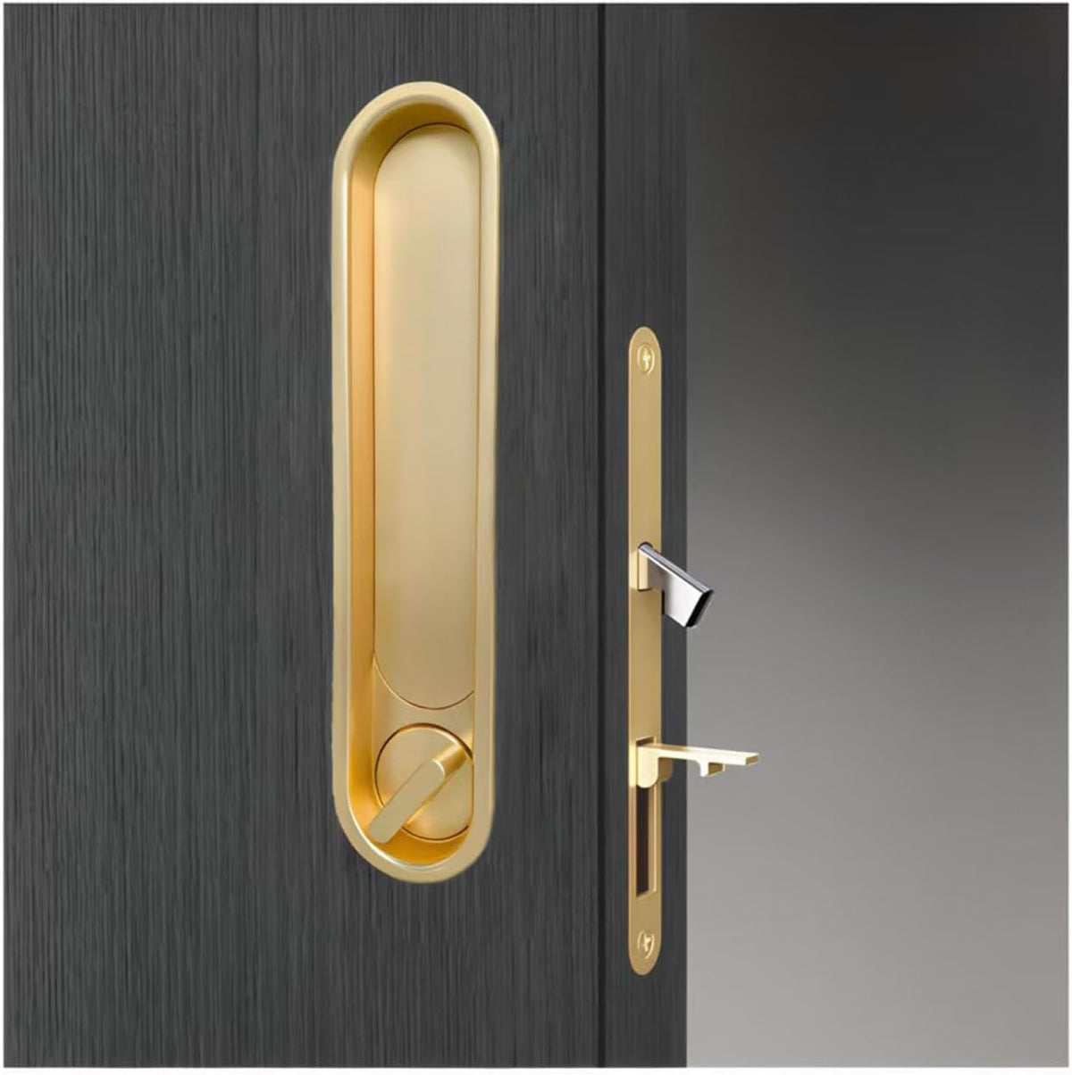 Invisible Entry Hook Pocket Door Lock –  With Interior Lock Fittings, Modern Sliding Hardware for Doors, Rooms, or Minimalist Spaces