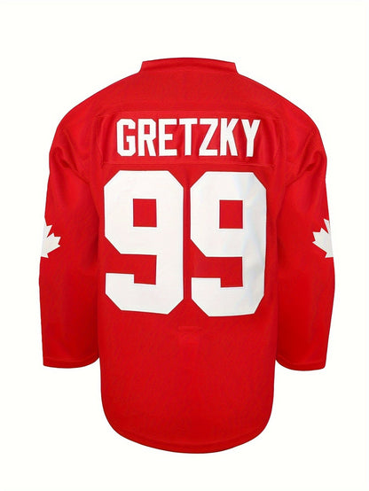 Men’s Red Maple Leaf Ice Hockey Sweatshirt – Loose Embroidered Long Sleeve Sportswear Hoodie for Casual Street Style and Breathable Everyday Wear
