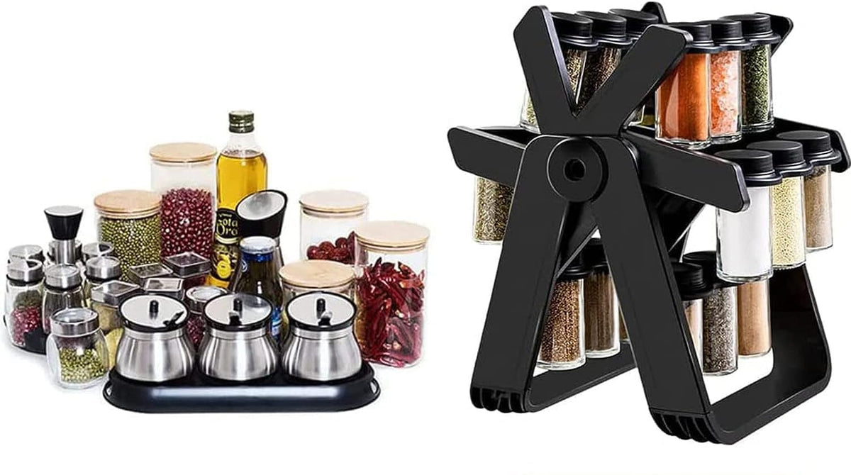 Rotating Spice Rack Organizer – 18-Jar Sleek Countertop Carousel Rack for Effortless Access, Stylish Seasoning Storage, and Flavorful Cooking