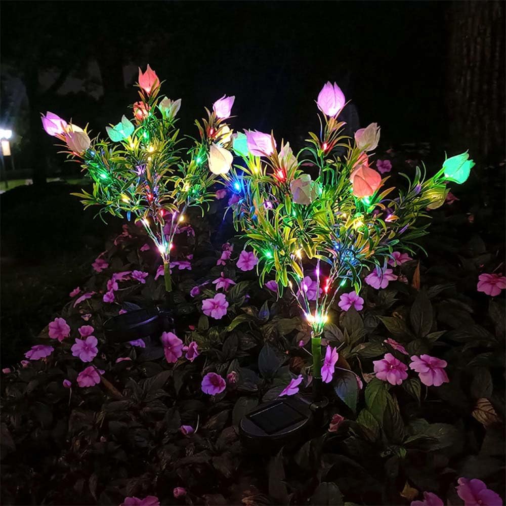 Solar LED Gardenia Flower Lights – IP65 Waterproof Outdoor Yard & Pathway Ambience Lamps