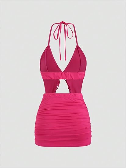 Women’s Two-Piece Set – Low-Neck Camisole & Drawstring Slim Shorts, Ideal for Beach Holidays & Summer Parties