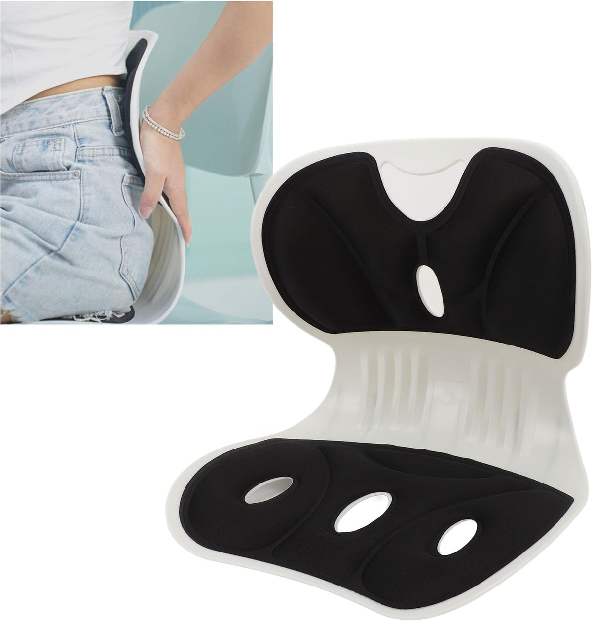 Ergonomic Waist Pad with Memory Foam – Breathable Lumbar Support for Long Sitting, Posture Correction for Office, Home & Travel Use