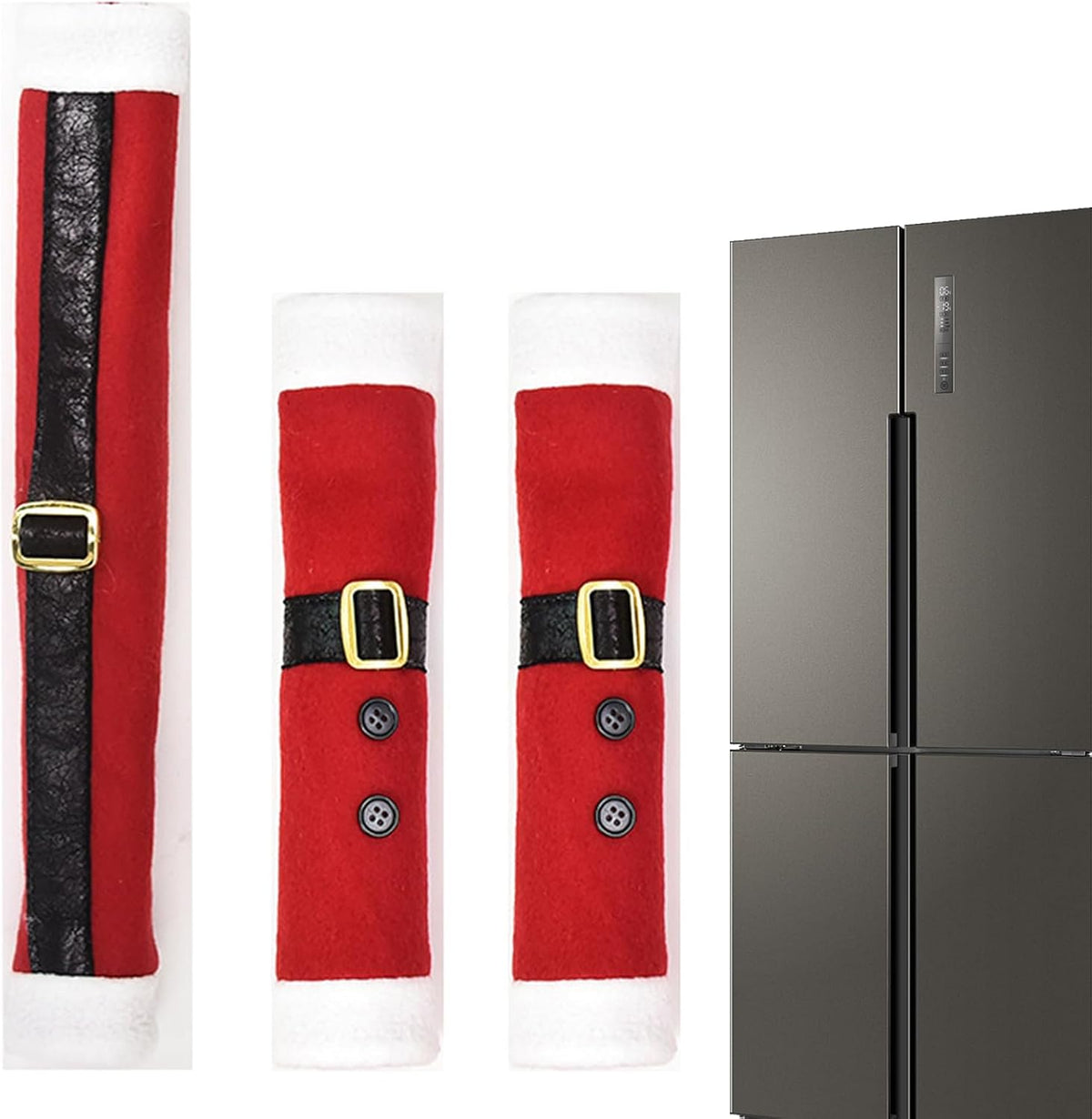 Linen Embroidered Handle Covers – Protective Refrigerator & Microwave Door Handle Gloves with Christmas Designs for Holiday Home Decoration