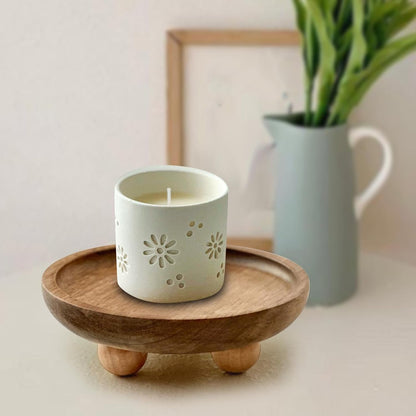 Mini Wooden Pedestal Stand – Rustic Table Riser Organizer for Countertop Displays, Home Decor, Candles, Plants & Kitchen Accessories