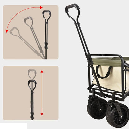 Heavy-Duty Folding Outdoor Camping Cart – Extended Trailer Puller for Campsites, Markets, Stalls, and Travel Gear Transport