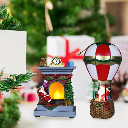 Santa & Snowman Hot Air Balloon Ornament – LED Glowing Christmas Decoration for Bedroom, Tabletop & Festive New Year Home Décor