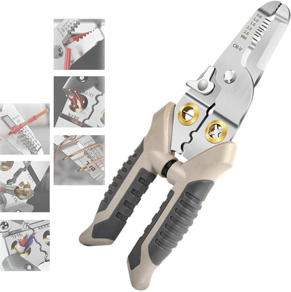Multifunctional Wire Stripping Pliers – Stainless Steel Crimping, Cutting, and Shearing Tool for Electrical Work, Cables, and Household Wiring Projects
