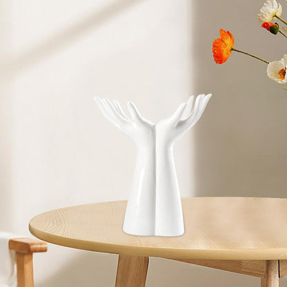 Nordic Ceramic Hand Vase – Creative Modern Flower Holder for Living Room, Office & Minimalist Home Décor Statement Piece
