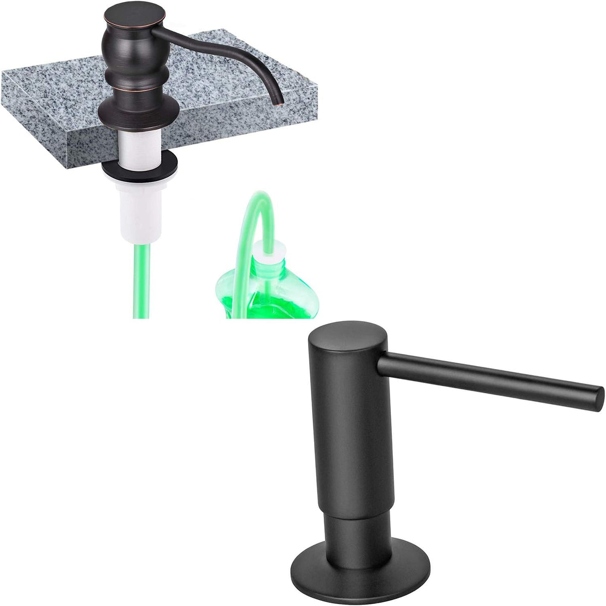 Built-In Brass Soap Dispenser – 500ML Black PE Bottle Kitchen Sink Liquid Soap Pump Dispenser for Modern Home Accessories