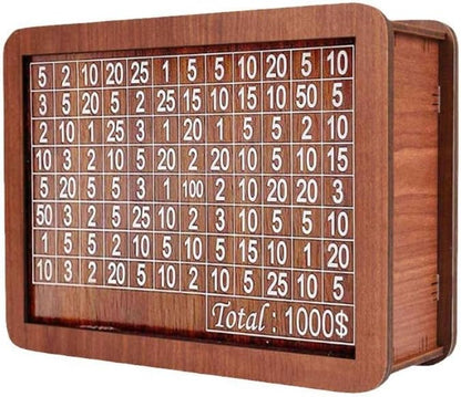 Wooden Cash Vault Savings Box – Secure Adult Money Bank with Target Tracker & Numbered Goal Display