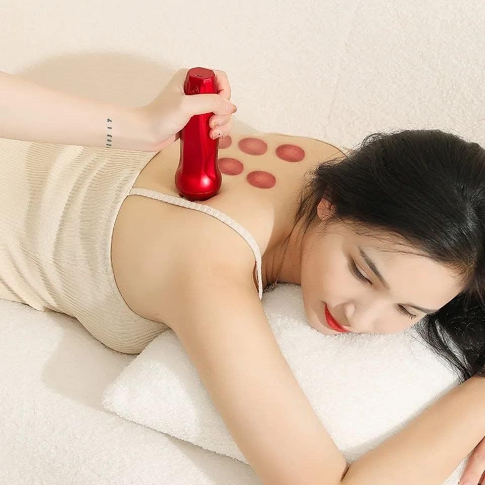 Electric Intelligent Scraping and Cupping Device – Wireless Household Cupping Therapy with 6 Painless Cups for Muscle Relief and Meridian Health