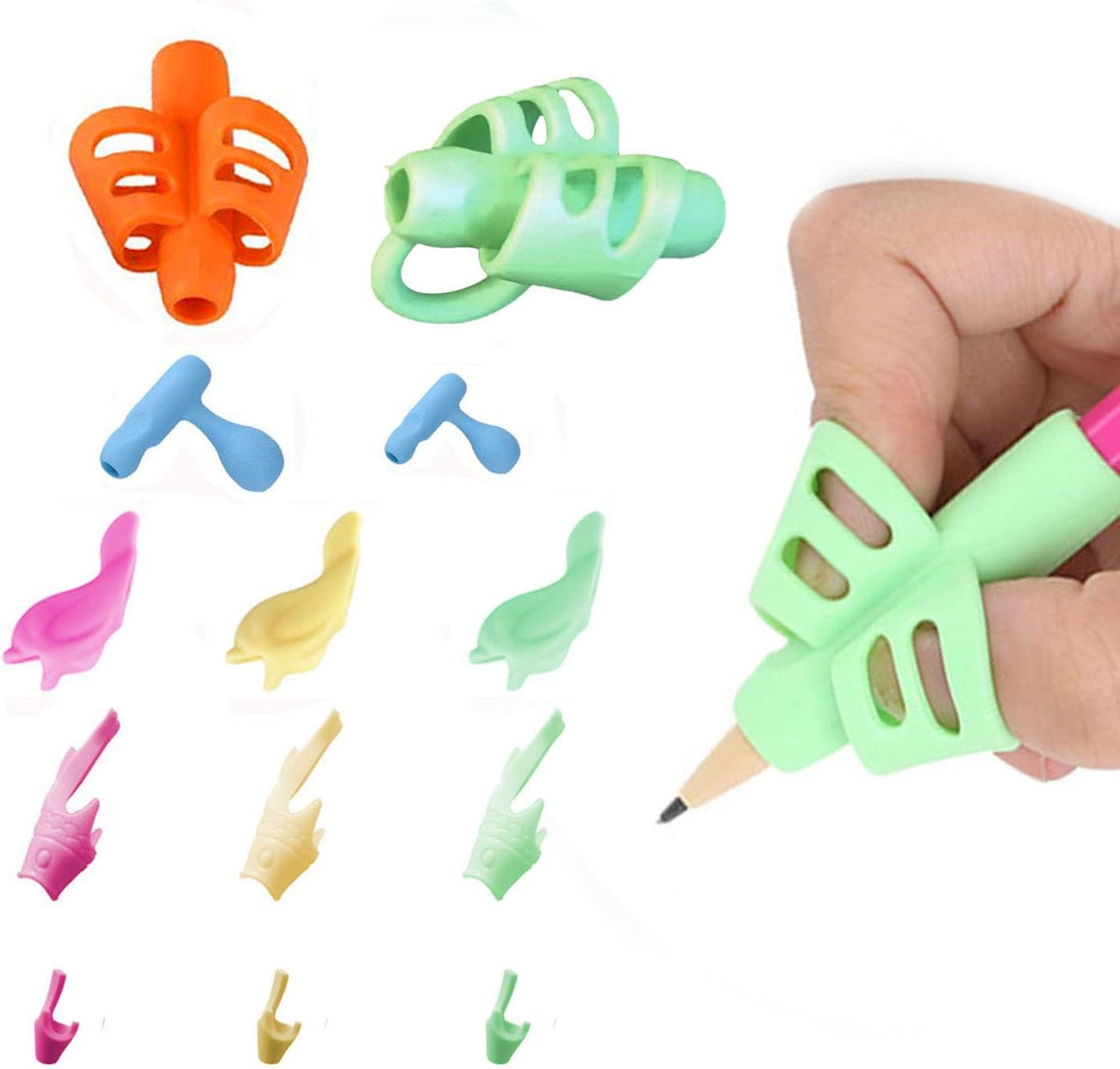 Children’s Soft Silicone Pencil Grip Set – Two-Finger Writing Correction Gel Pen Holder for Kids’ Handwriting Training and Thoughtful Gift
