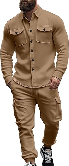 Men’s Fleece Lapel Jacket – Single-Breasted Outerwear with Pockets, Casual European Style for Autumn & Winter