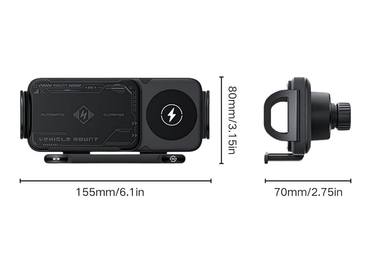 Wireless Car Charger & Rotating Phone Mount – 2-in-1  Fold Series & iPhone-Compatible Hands-Free Power for Every Drive