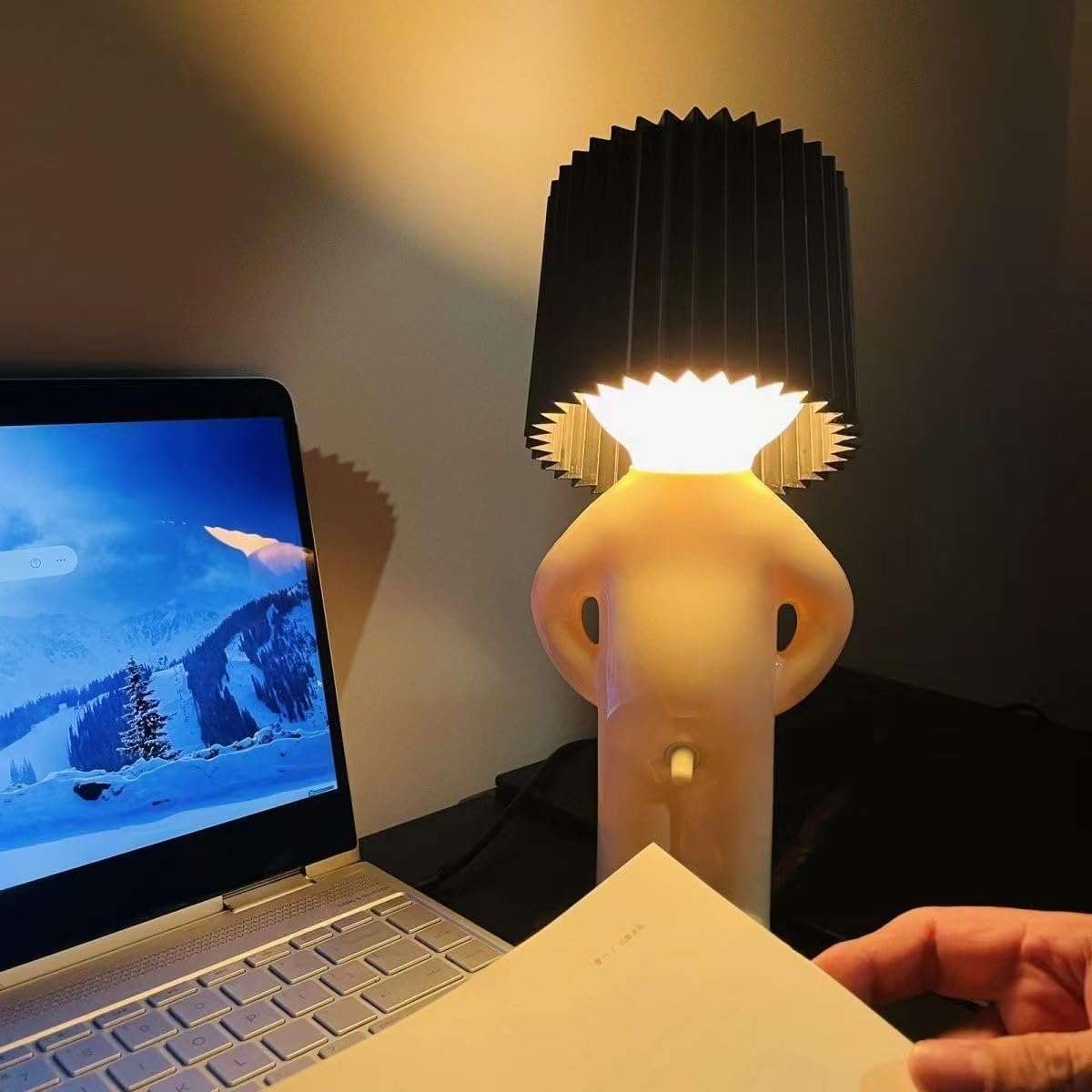 Naughty Boy LED Pleated Table Lamp – Unique Child-Friendly Night Light with Reading Mode, Creative Design for Bedroom Ambiance