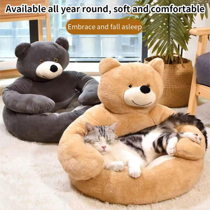 Teddy Bear Cuddler Cat Bed Dog Bed