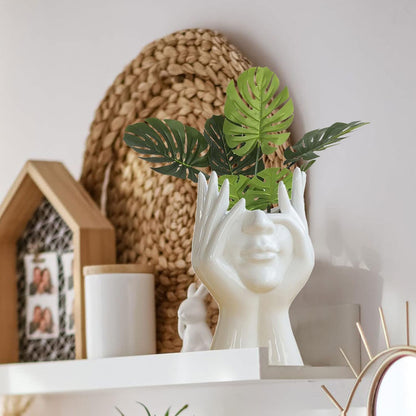 Modern Human Face Art Vase – Decorative Sculpture Planter for Dry Flowers, Table Centerpieces, Wedding, Office and Home Decor