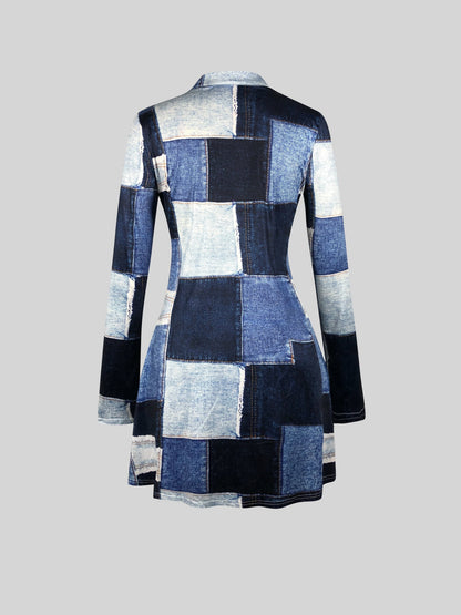 Two-Piece Plaid Lapel Blouse & Skirt Set- Button-Front Casual Outfit for Women Looking Chic Yet Comfortable Every Day