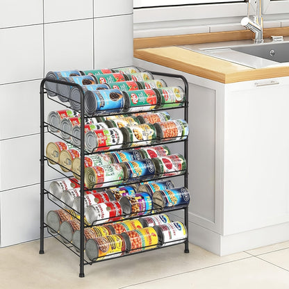 Adjustable Large Metal Can Rack Organizer – Multi-Tier Pantry Shelf for 84 Cans, Space-Saving Kitchen Cabinet Storage with Custom Dividers