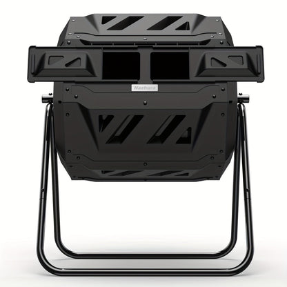 Dual Chamber Compost Tumbler Bin – 43-Gallon Efficient Rotating Waste Mixer with Gloves, Ideal for Eco-Friendly Gardening and Kitchen Recycling