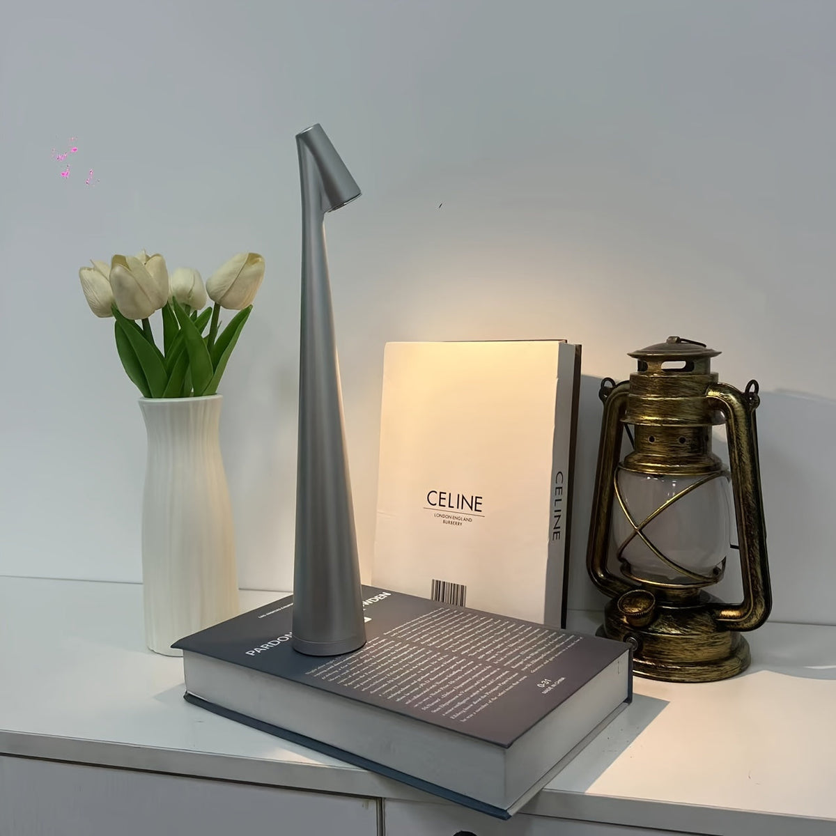 Minimalist Pagoda Table Lamp – Creative Bedside Touch Night Light with Art-Inspired Luxury Design for Bedroom and Living Room Decor