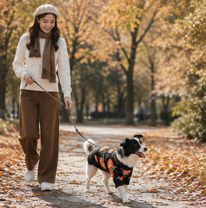 Halloween Pet Pumpkin Sweater – Puppy Kitten Costume Decoration, Warm Winter Dog Clothes, Cute Cat Outfit for Holiday Dress-Up