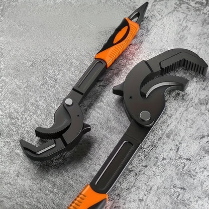 Dual-Handled  Universal Wrench – Quick Grip Pipe Spanner with Auto-Locking Jaws, High Carbon Steel