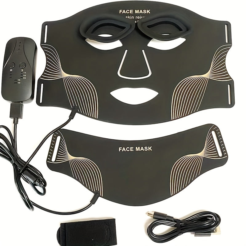 Rechargeable Portable LED Facial & Neck Mask – 7-Color  Skincare Device for Anti-Aging, Acne Treatment, Wrinkle Reduction, Skin Brightening, and Professional Home Spa Therapy
