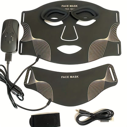 Rechargeable Portable LED Facial & Neck Mask – 7-Color  Skincare Device for Anti-Aging, Acne Treatment, Wrinkle Reduction, Skin Brightening, and Professional Home Spa Therapy