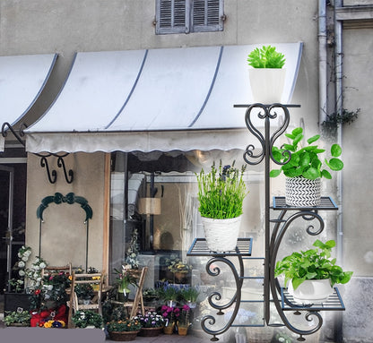 Wrought Iron Metal Plant Stand – 4 Tier Corner Shelf for Indoor/Outdoor Flower Pots, Patio, Garden, Balcony or Office Display