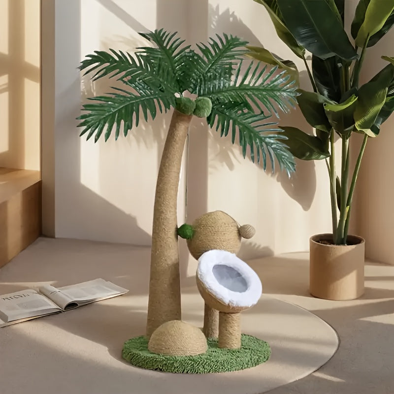 Tropical Rainforest Coconut Tree Cat Scratching Post Set – 3pcs Sisal Rope Towers for Climbing, Scratching & Interactive Feline Exercise