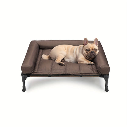 Raised Breathable Cooling Elevated Dog Bed with Pillow-Top – Mesh Bolster Pet Cot for Indoor/Outdoor Summer Comfort & Joint Support