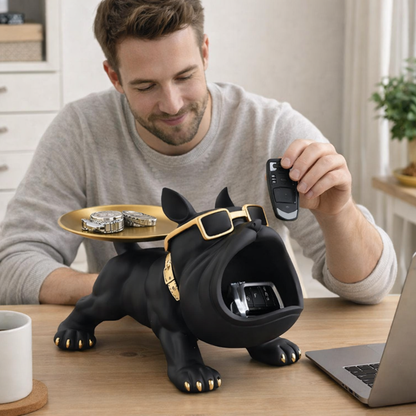 Majestic Bulldog Statue Storage Decor – Creative Big Mouth Resin Organizer for Living Room, Desktop Accent Sculpture, Unique Home Decor Gift for Christmas, Halloween, and New Year