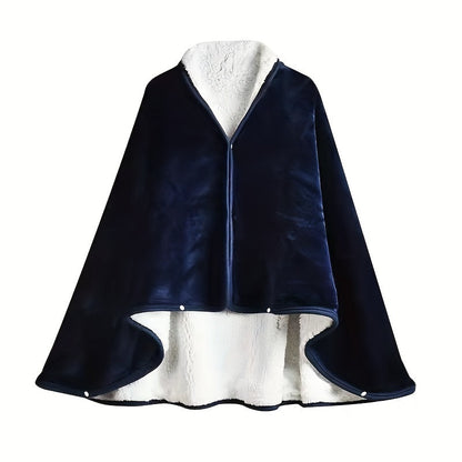 Wearable Double Flannel Sherpa Blanket – Multi-Functional Shawl Cover for Naps, Office & Air-Conditioned Spaces