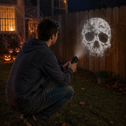 Halloween Skull Projector Light – USB Powered LED Ghost Night Lamp with Rotating Patterns for Creepy Dark Room Ambience Decor