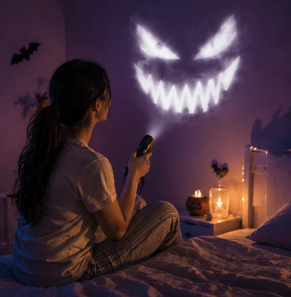 Halloween Skull Projector Light – USB Powered LED Ghost Night Lamp with Rotating Patterns for Creepy Dark Room Ambience Decor