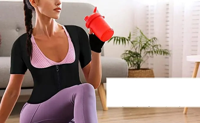 Women's Sauna Sweat Vest - Short Sleeve Heat-Trapping Shapewear for Slimming, Workout & Body Sculpting Results