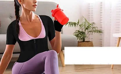 Women's Sauna Sweat Vest - Short Sleeve Heat-Trapping Shapewear for Slimming, Workout & Body Sculpting Results