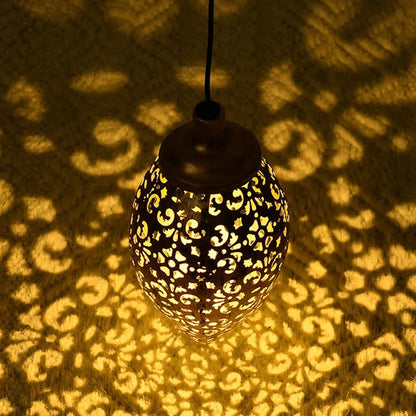 Solar Outdoor Hanging Lantern Lights – Waterproof Iron Art Decorative Lamps with Sensor Projection for Garden Decor